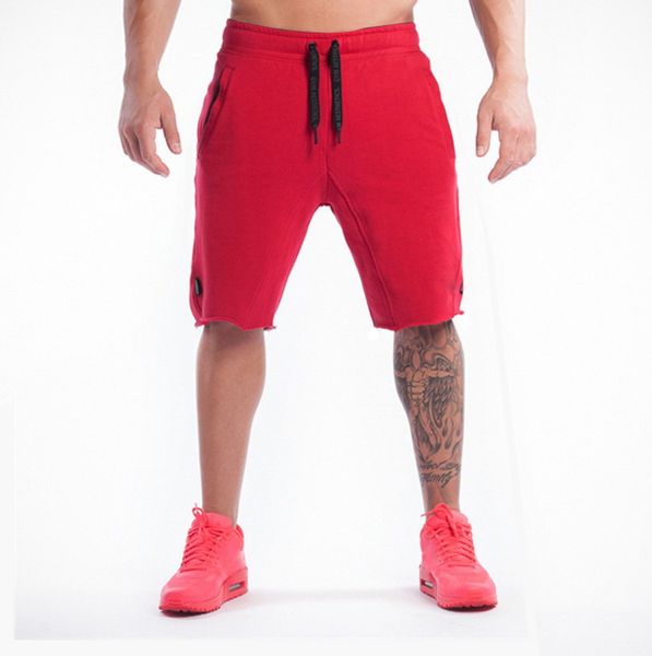 Pantaloncini da uomo estivi in cotone nuovi al polpaccio Palestre Fitness Pantaloni casual Pantaloncini rossi Abbigliamento sportivo Pantaloncini da bodybuilding Men249s