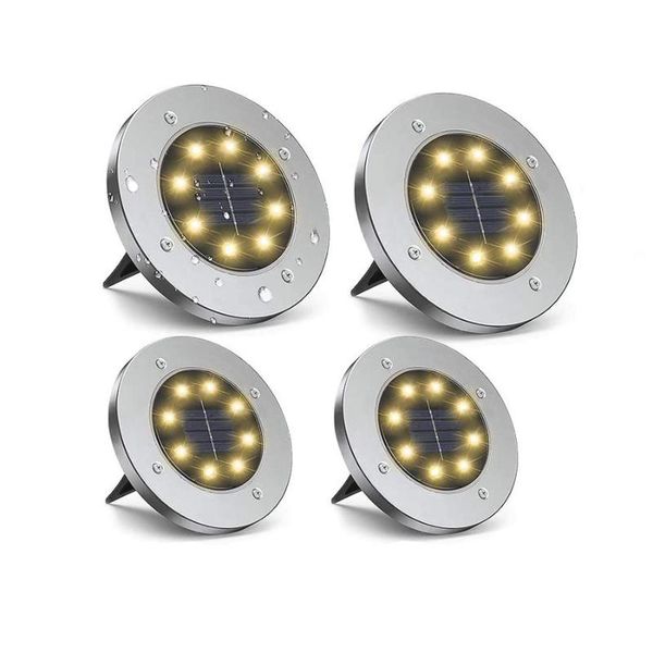 

4 pcs solar ground lights waterproof garden lights outdoor landscape decoration for yard walkway patio lawn white/warm white