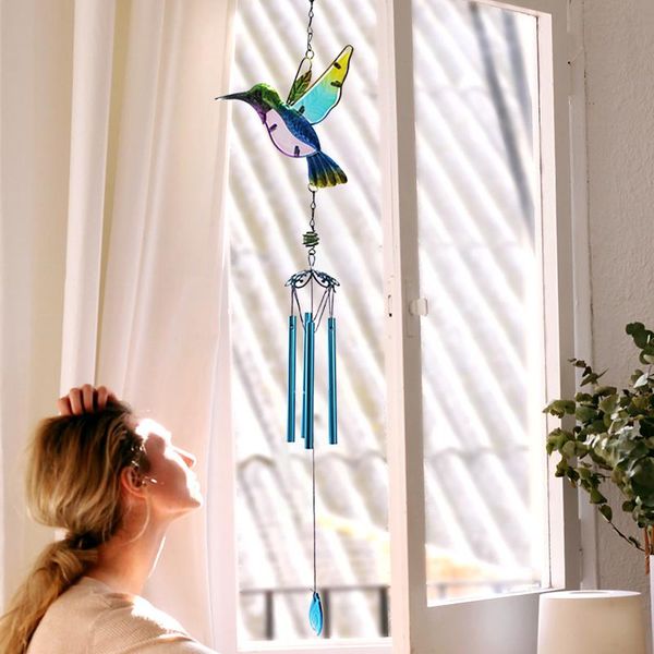 

2021 wind chimes aluminum hanging ornament home outdoor garden yard deco hummingbird hanging decorations wind chimes