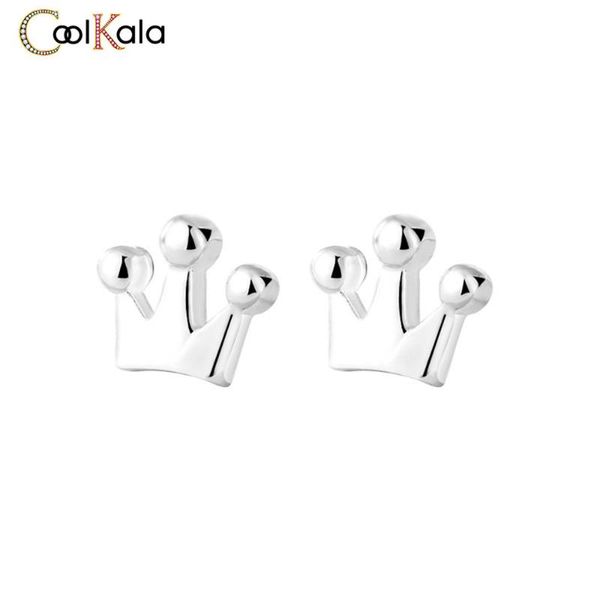 

stud coolkala 925 sterling silvermini crown with wispy hollow earrings, Golden;silver
