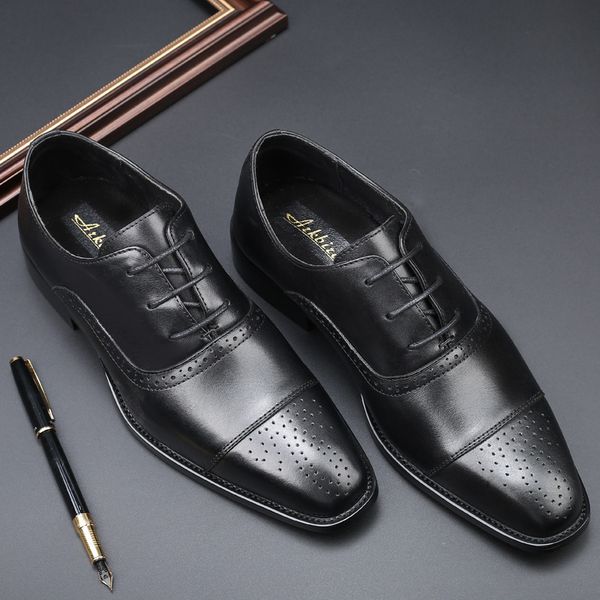 

leather men's shoes busins drs layer cow casual, Black