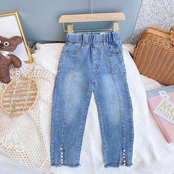 

jeans 2021 summer arrival girls fashion denim pants kids trosuers girl, Blue