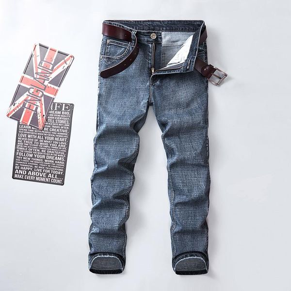 

men's jeans 2021 autumn men gray blue straight advanced stretch business casual trousers male brand pants