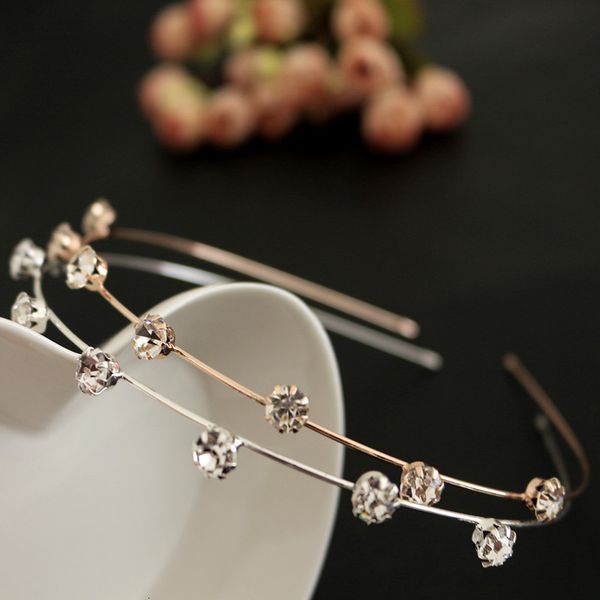 

beautiful sunflower headdress diamond hairband fashion single row crystal headband single layer fine, Silver