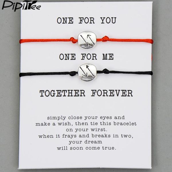 

charm bracelets pipitree 2pcs/set one for you me forever couple lovers women men lucky red cord wish bracelet jewelry gift, Golden;silver