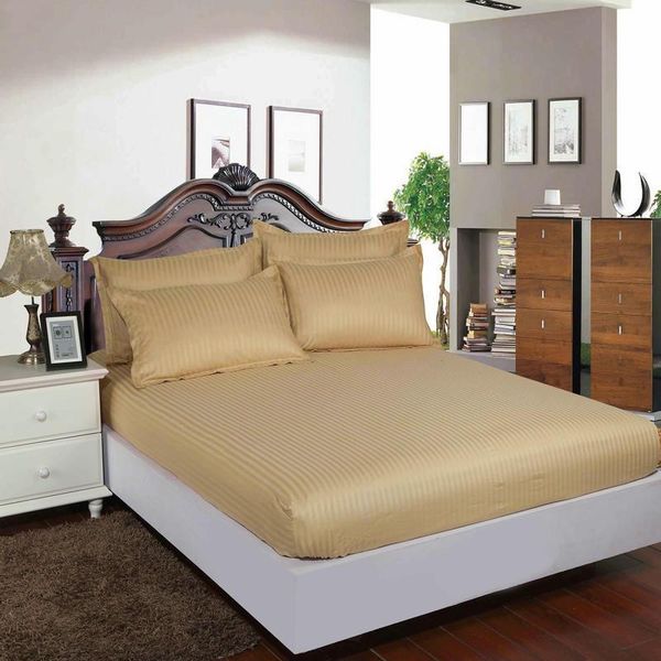 

2021 camel l fitted sheet solid color 100% satin cotton home bed sheet mattress cover protector twin/full/queen/king size