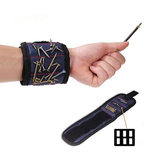 

1pc multi powerful magnetic wristband tool for holding screws nails drill bits screw camping hiking portable repair jllwwt, Black;red