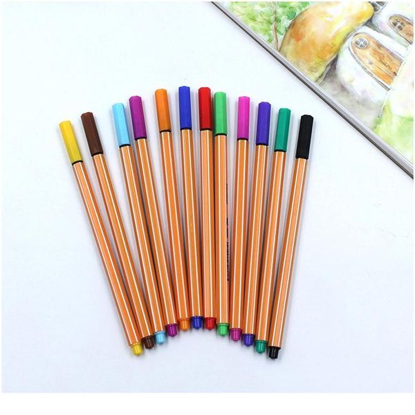 

12 colors micron liner marker pens 0.38mm fineliner color pen water based assorted ink for painting school office art jllybt