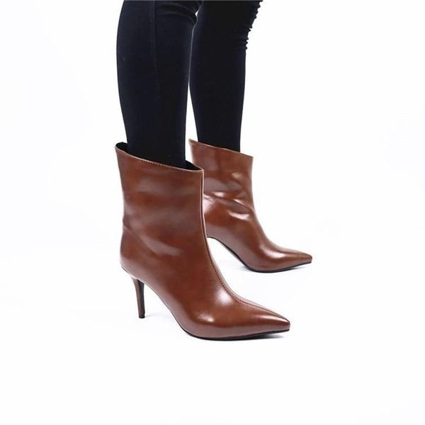 

boots 40-43 large 2021 winter slim high heel fashion pointed women's, Black