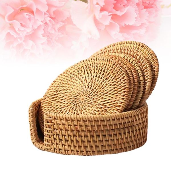 

mats & pads 13 round natural rattan heat resistant dishes-insulated durable pot holder for table pots pans