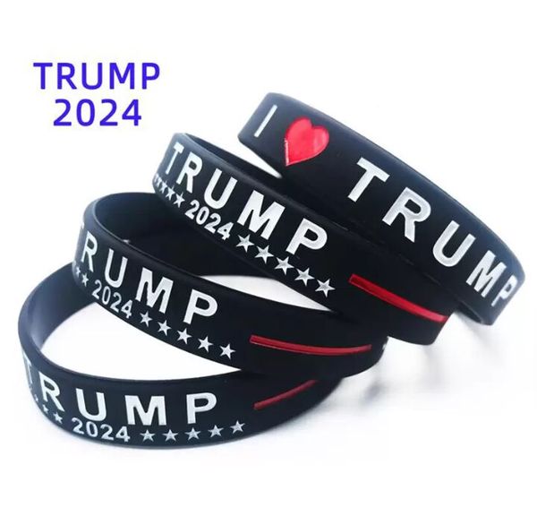 

party favor trump 2024 silicone bracelet black blue wristband