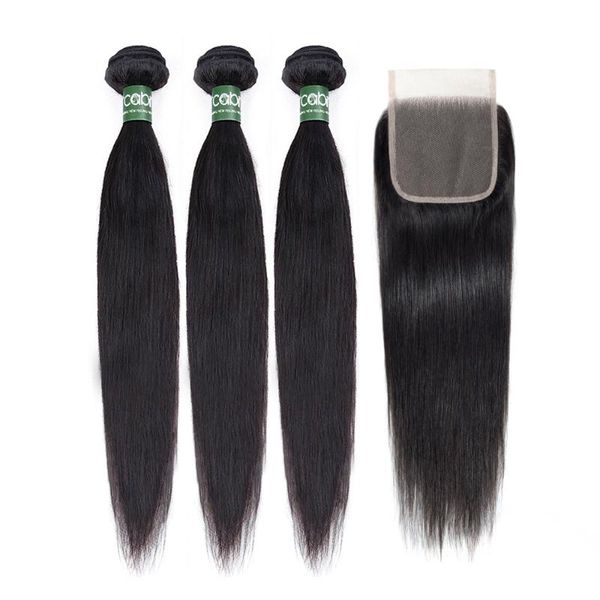 

human hair bulks aricabin malaysian bundles with closure remy straight 3/4, Black