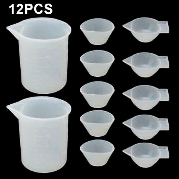 

12pcs silicone measuring cups mixing cups epoxy mold dispensing stirrer dropper measuring cup diy handmade tool