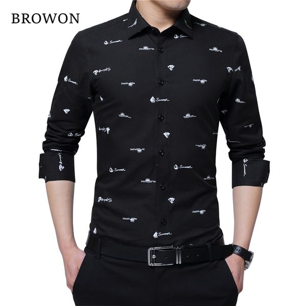 

2021 four season new arrival 100% cotton long sleeve boat print formal designer shirt squared collar men cloth iw6j, White;black