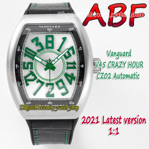 

2021 abf crazy hour vanguard v 45 ch br (vr) cz02 automatic mechanical 3d art deco arabic dial mens watch 316l-steel-case eternity watches, Slivery;brown