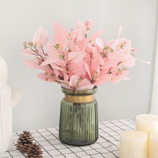 

decorative flowers & wreaths artificial leaves branch retro multicolor silk eucalyptus leaf for home decor fack plants faux fabric foliage r