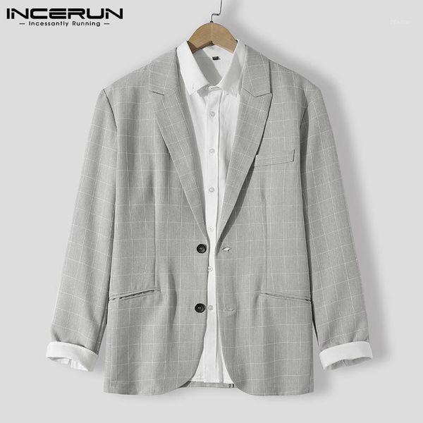

men's suits & blazers 2021 men striped blazer turn down collar streetwear button elegant outerwear long sleeve harajuku casual incerun, White;black