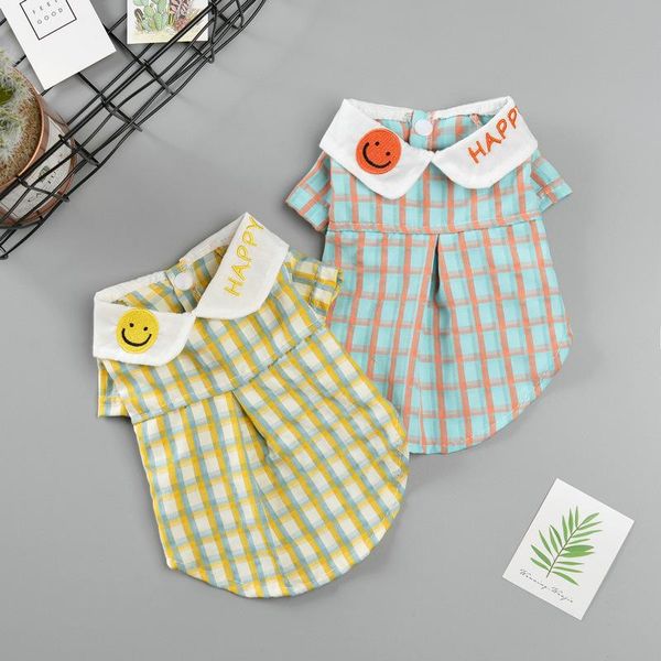 

dog apparel 2021 summer fashion pet plaid shirt lining clothes simple shirts cat cute puppy costume for chihuahua