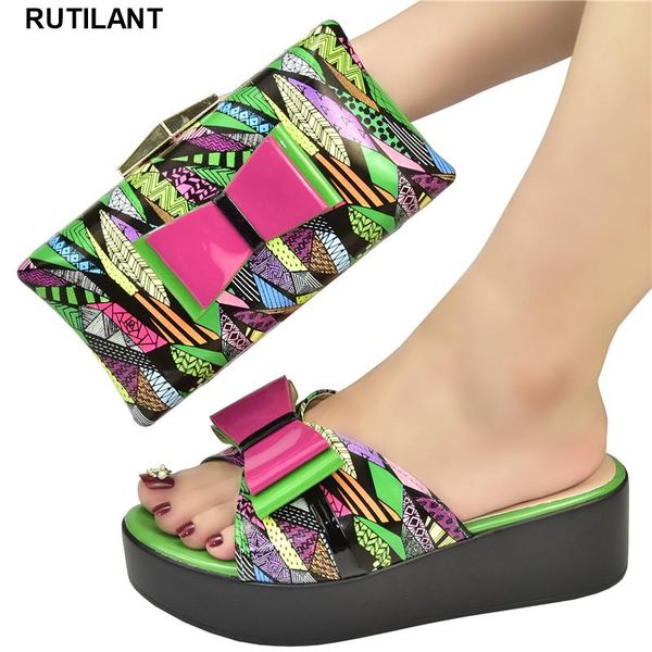 

dress shoes and bag for party wedding womens platform heels patent leather women bride wedges, Black