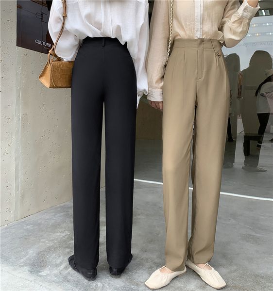 

elegant formal high waist harem straight pants women 2021 new spring office lady solid fashion suit trousers female g6q2, Black;white