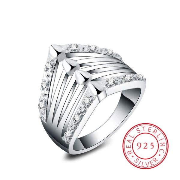 

wedding rings 925 sterling silver charm zircon ring for women party engagement gift fashion jewelry, Slivery;golden