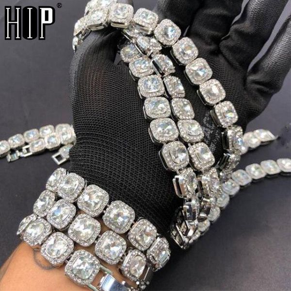 

link, chain hip hop 12mm prong micro pave cubic zircon alloy tennis bracelet necklace bling for men women jewelry, Black