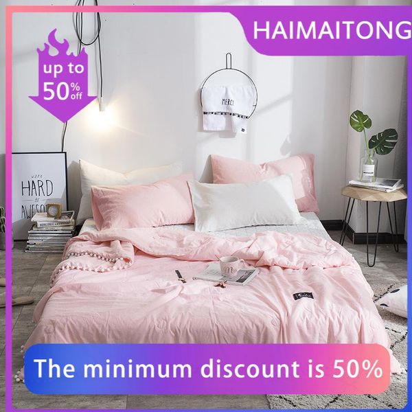 

comforters & sets washed cotton ball, solid color single double quilt, student dormitory summer air-conditioning quilt