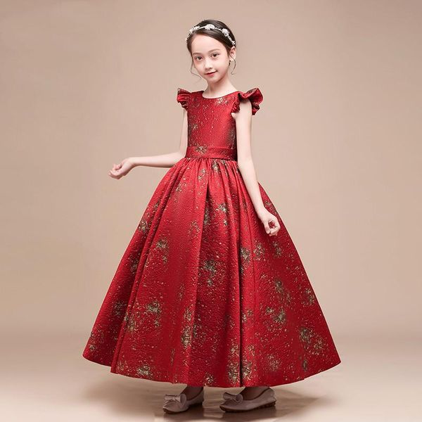 

girl's dresses performance dress noble red children's host evening, Red;yellow