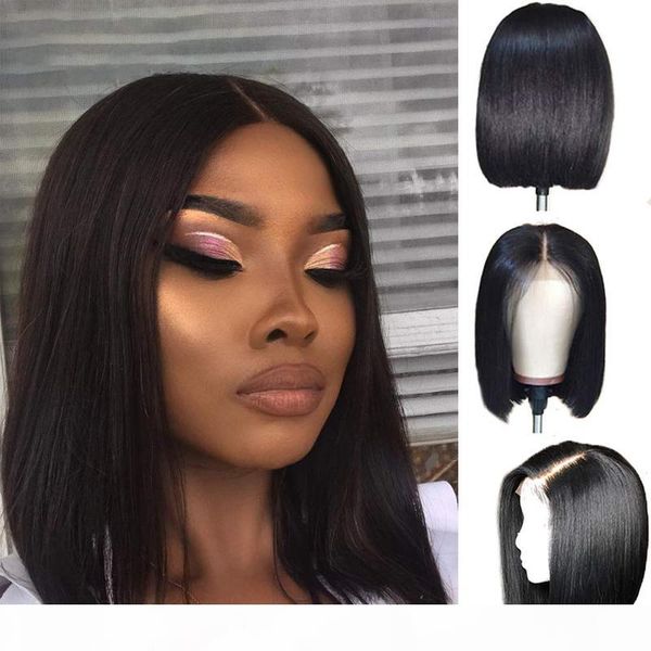 

glueless short bob wigs human hair full lace wig 13x4 lace front wig unprocessed remy hair 130%~150%density for black women ing, Black;brown