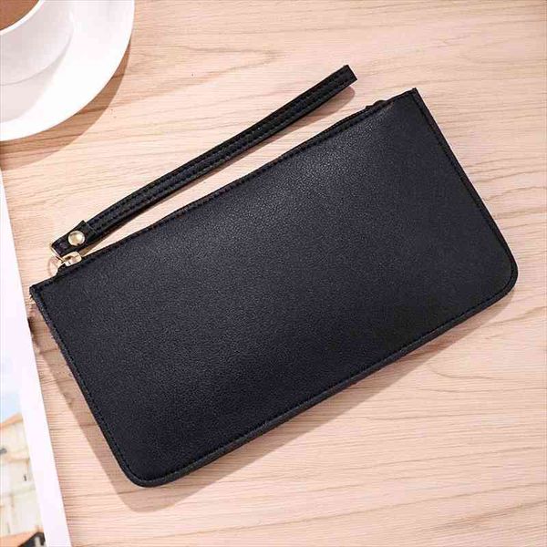 

fashion long women solid zipper coin purse designer wallet clutch pu leather phone card holder girls wristlet strap bag, Red;black