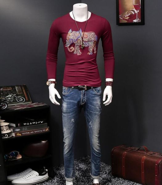 

2021 new diamonds design t shirt casual long sleeve men cotton cf5h, White;black