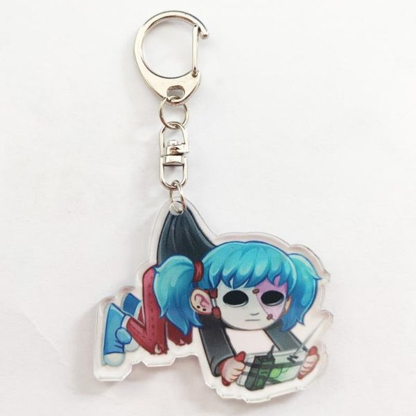 

pins, brooches sally face cartoon figure fashion horrible game keychain keyring, Gray