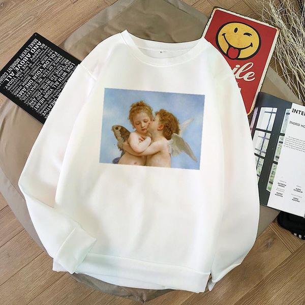 

harajuku kawaii angel cute printed women sweatshirts warm long short sleeved o-neck casual clothing vogue tumblr girl sweet, Black