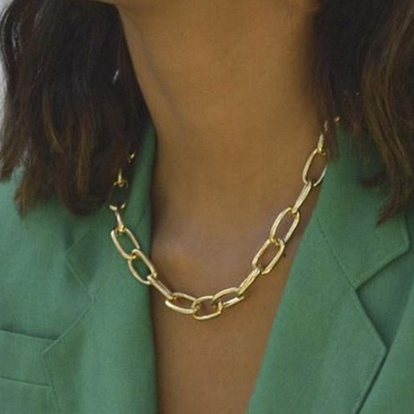 

chains vintage punk thick link chain choker necklaces for women gold color chunky clavicle jewelry girls female party gifts fashion, Silver
