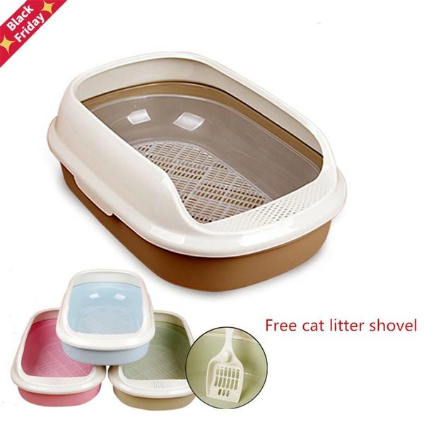 

cat grooming pet toilet trainer detachable puppy sand litter box with shovel semi-closed bedpans supply