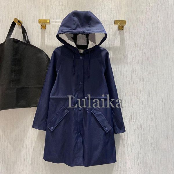 

women's trench coats winter woman hooded pockets navy button loose coat outwear windbreak jackets 2021 autumn fashion, Tan;black