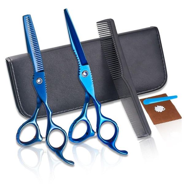 

hair scissors 6 inch blue dresser thinning cutting set barber shears tools