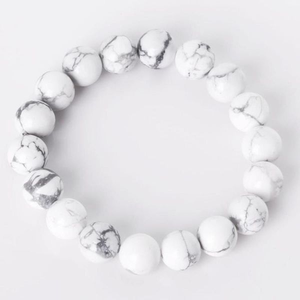 

new charm bracelet with natural stone beads white howlite turquoises 6 8 10mm natural stone yoga beaded bracelet for men women, Black