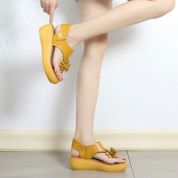 

women flat platform sandals 2020 summer genuine leather handmade shoes women summer sandals slip on ladies shoes sandal aa-375