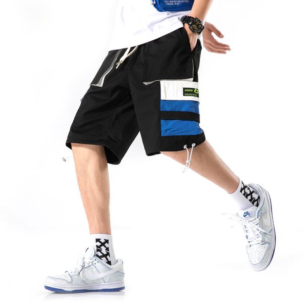 

men 2021 summer new pockets cargo shorts casual male streetwear cargo shorts knee length men's summer short pants homme, White;black