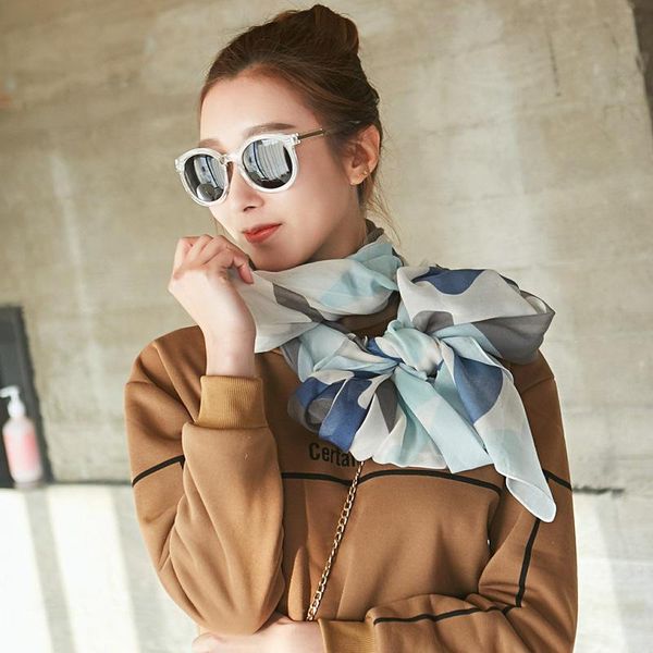 

scarves of cotton and linen style manufacturer wholesale restoring ancient ways design autumn female paragraph scarf, Blue;gray