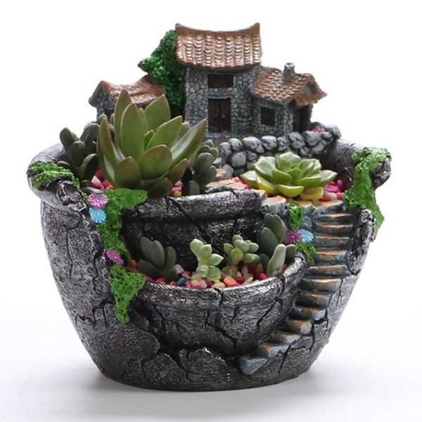 

planters & pots resin flowerpot succulent plants planter mini bonsai deskpotted holder home garden decoration