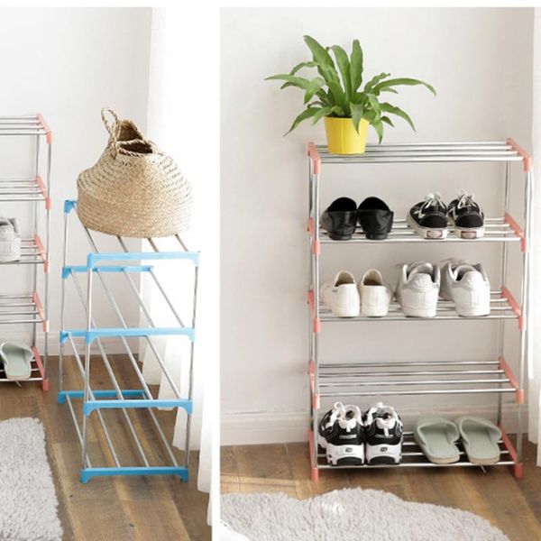 

clothing & wardrobe storage stainless steel multi-function rack household 4 tiers shoes shelf slippers high heels holder organizer (random c