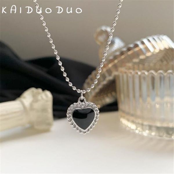 

pendant necklaces kaiduoduo fashion black heart necklace silver color clavicle chain women's party jewelry love letter football