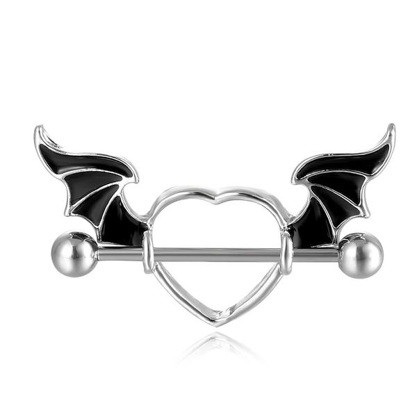 YYJFF D0943 Wings Nippelring, schwarze Farbe