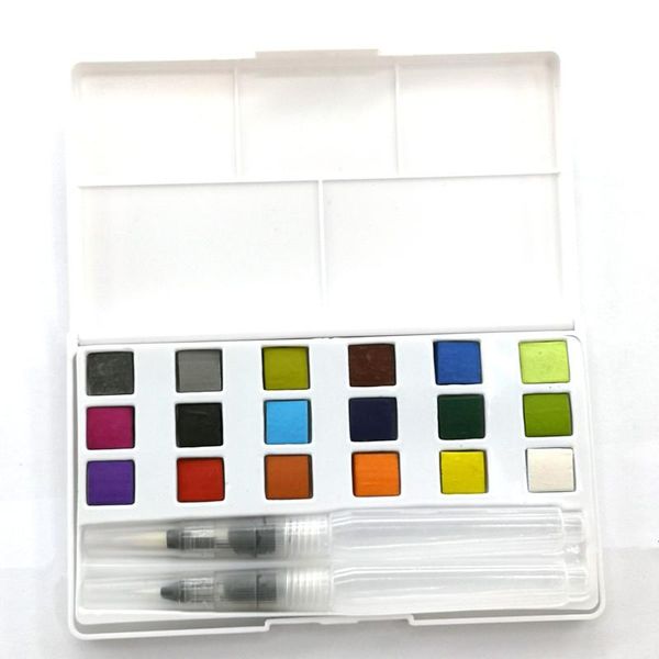 

gift sets 2021 solid watercolor paint set 18 colors beginner art hand-painted student children's brush transparent pen gouache