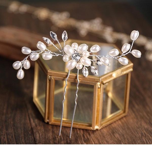 

ailibride 2 pcs wedding pearl hair pins hair accessories women bridal headpiece handmade hair qylkhe
