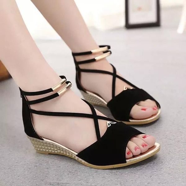 

sandals peep toe women summer shoes 2021 wedges fashion ladies wedge woman sandal black red blue a679