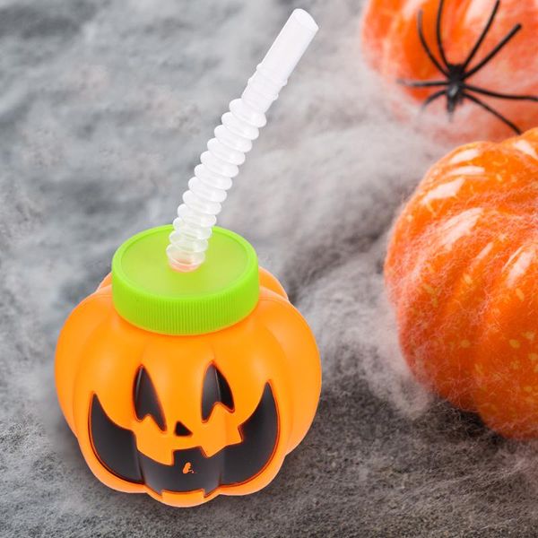 

mugs 1 pc plastic straw cup practical orange pumpkin sippy (orange)