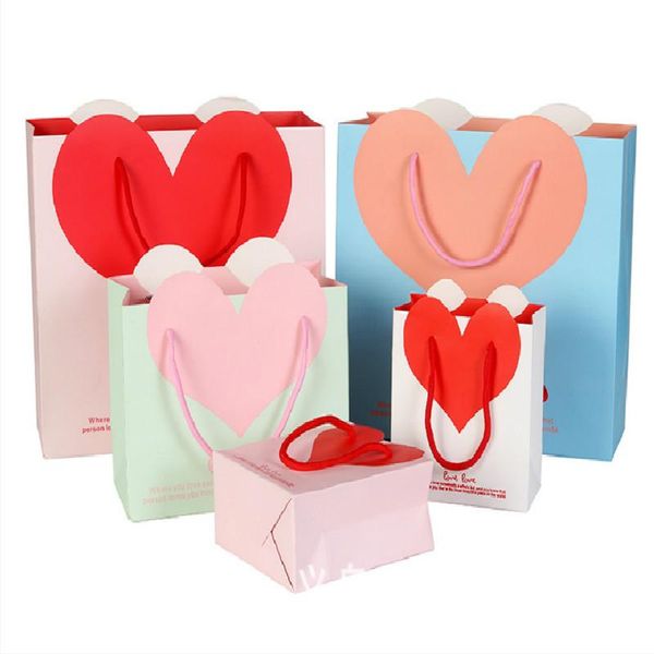 

gift wrap heart bag with handles festival for wedding birthday party jewelry paper bags